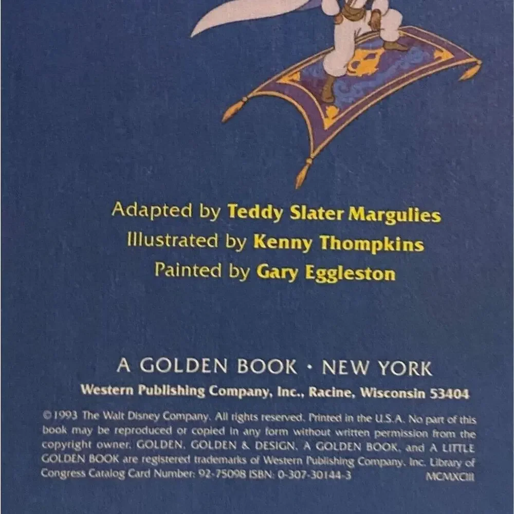 Little Golden Book Disney Aladdin The Magic Carpet Ride 1993 Hardcover Vintage
